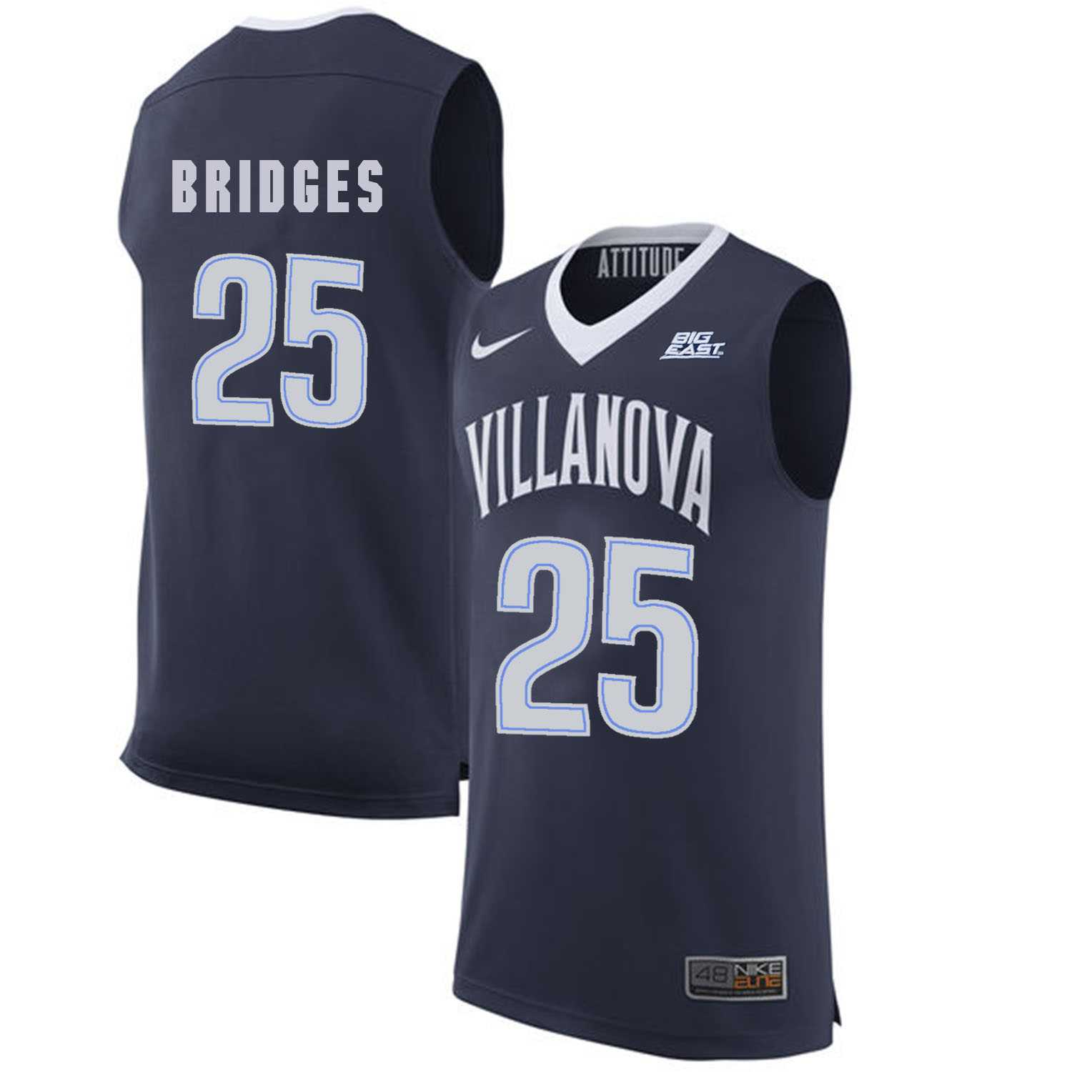 Villanova Wildcats 25 Mikal Bridges Navy College Basketball Elite Jersey Dzhi